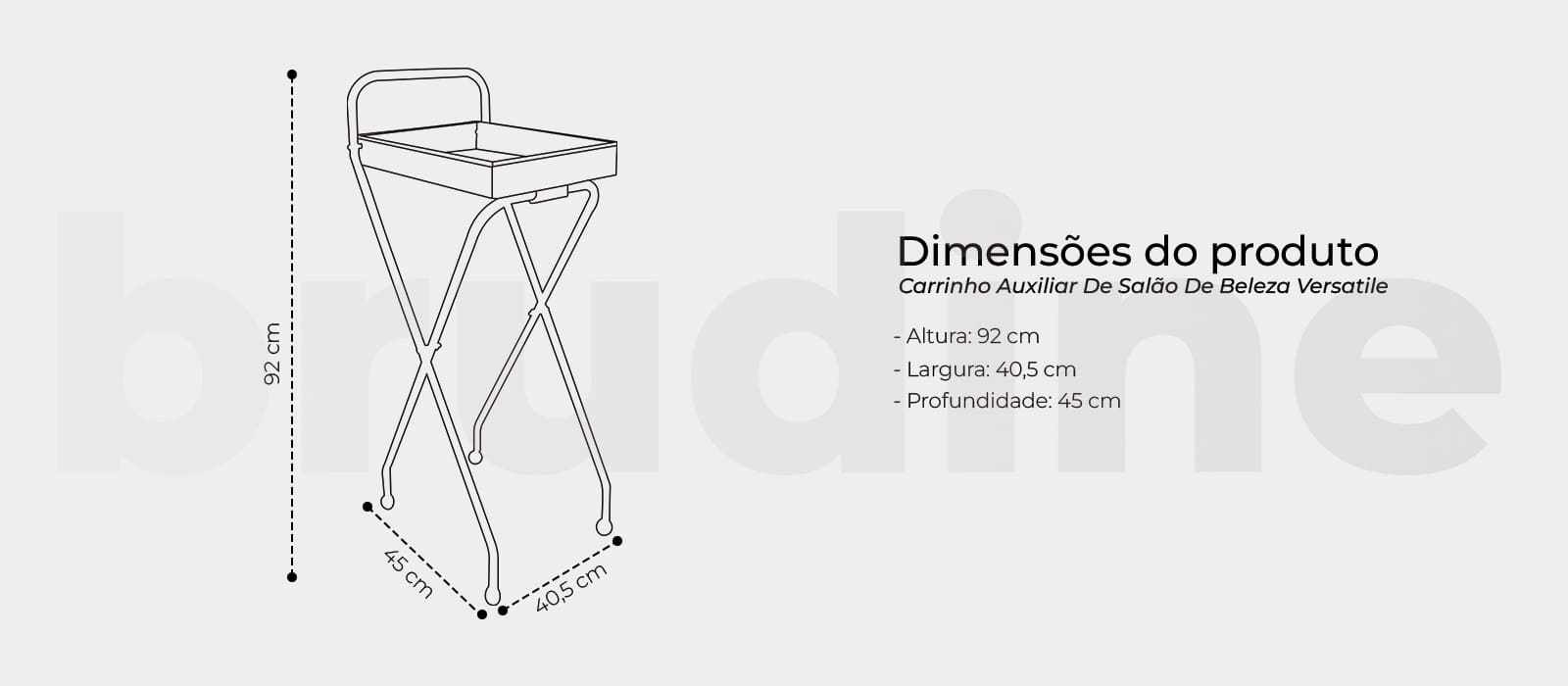 Dimensões Carrinho Auxiliar De Salão De Beleza Versatile